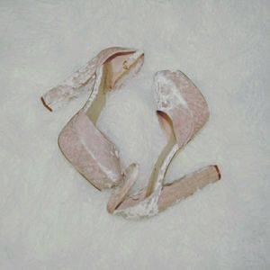 Pink Crushed Velvet Platform Heels